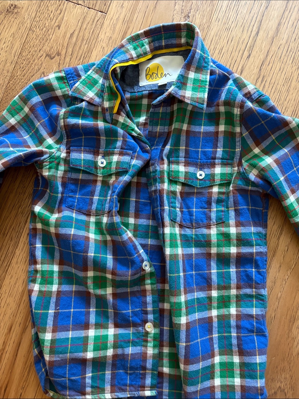 Boden Blue & Green Plaid Button-Down Shirt
